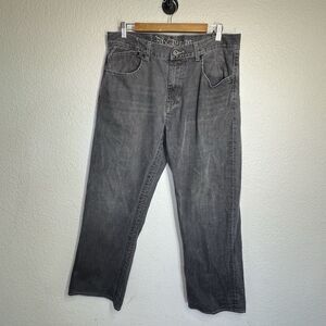 Fox Jeans Men 36x30 Duster Black Regular Bootcut Denim 90s Y2K Racing Motorsport